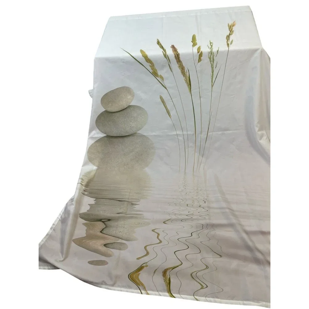 Zen Polished Stones Wheatgrass Pond Water Standard Fabric Shower Curtain